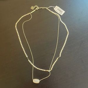 Elisa Gold Multi Strand Necklace in Iridescent Drusy